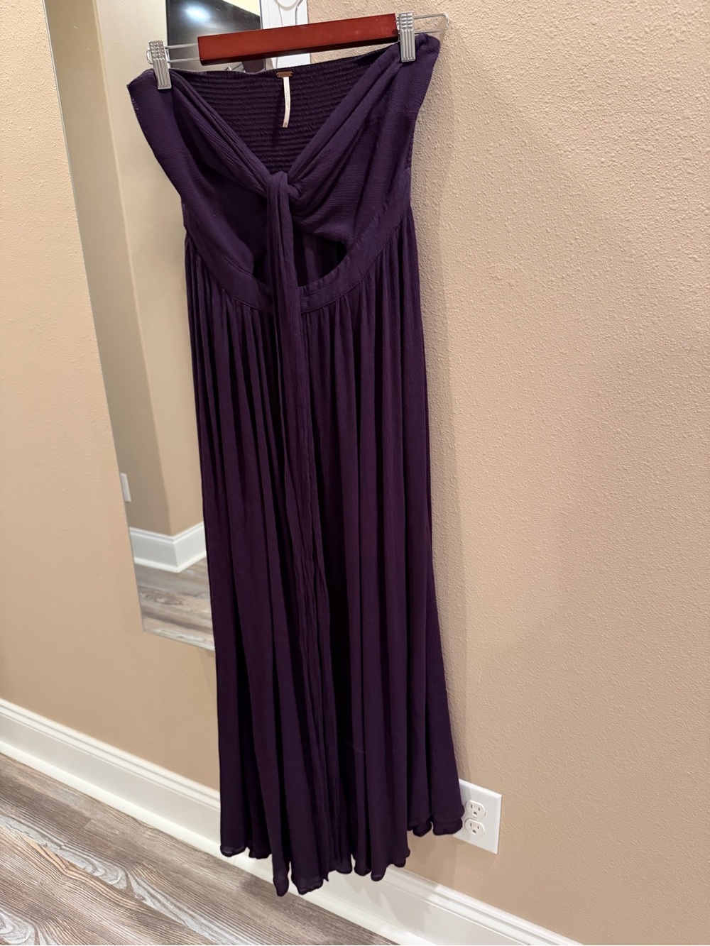 Free People Strapless Tie-Front Maxi Dress in Plum